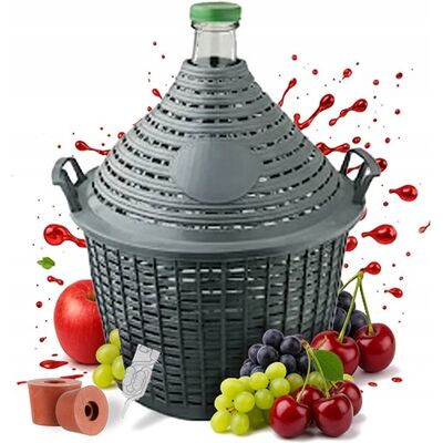 Bimberek Balon Do Wina 54l W Koszu Gąsior Grube Szkło Do Wina Korek + Rurka Bimberek Balon Do Wina 54l W Koszu Gąsior Grube Szkło Do Wina Korek + Rurka
