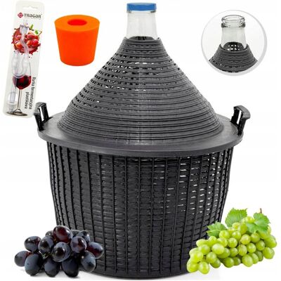 Tragar Balon W Koszu 20l + Korek + Rurka Fermentacyjna Na Wino Dymion Galon Dama Tragar Balon W Koszu 20l + Korek + Rurka Fermentacyjna Na Wino Dymion Galon Dama