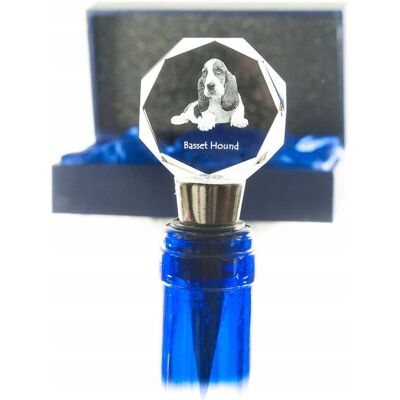 ART Basset Hound - zatyczka do butelki, kryształowy korek do wina ze zdjęciem, ART Basset Hound - zatyczka do butelki, kryształowy korek do wina ze zdjęciem,