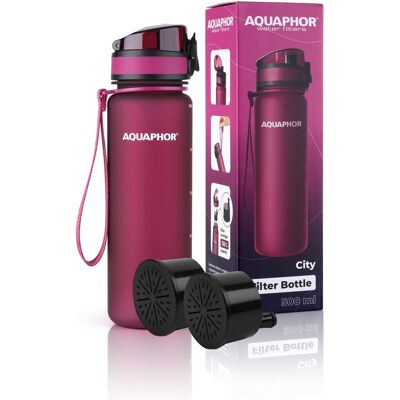 Bidon Filtr Butelka Aquaphor City Bordowa + 2 Wkłady Bidon Filtr Butelka Aquaphor City Bordowa + 2 Wkłady