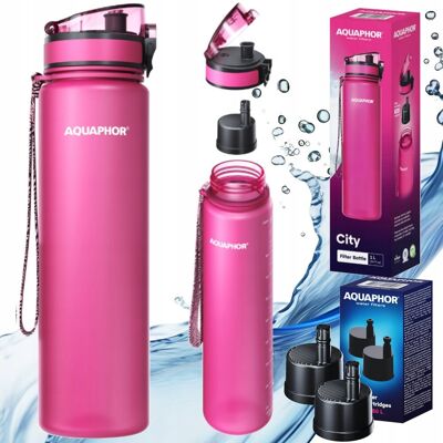 Bidon na wodę butelka filtrująca Aquaphor City 1l różowa + 3x filtr wkład Bidon na wodę butelka filtrująca Aquaphor City 1l różowa + 3x filtr wkład