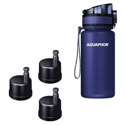 Butelka filtrująca Aquaphor City 0,35 l z 3 filtrami, granatowa Butelka filtrująca Aquaphor City 0,35 l z 3 filtrami, granatowa