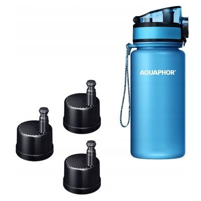 Butelka filtrująca Aquaphor City 0,35 l z 3 filtrami, niebieska Butelka filtrująca Aquaphor City 0,35 l z 3 filtrami, niebieska