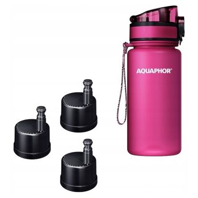 Butelka Filtrująca Aquaphor City 0,35 L Z 3 Filtrami, Różowa Butelka Filtrująca Aquaphor City 0,35 L Z 3 Filtrami, Różowa