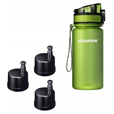 Butelka filtrująca Aquaphor City 0,35 l z 3 filtrami, zielona Butelka filtrująca Aquaphor City 0,35 l z 3 filtrami, zielona