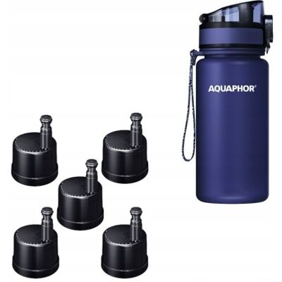 Butelka filtrująca Aquaphor City 0,35 l z 5 filtrami, granatowa Butelka filtrująca Aquaphor City 0,35 l z 5 filtrami, granatowa