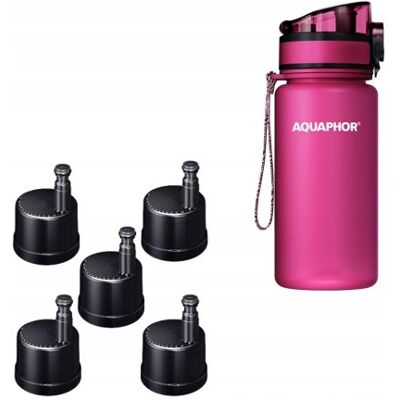 Butelka filtrująca Aquaphor City 0,35 l z 5 filtrami, różowa Butelka filtrująca Aquaphor City 0,35 l z 5 filtrami, różowa