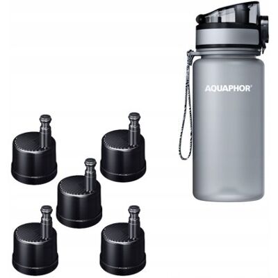 Butelka filtrująca Aquaphor City 0,35 l z 5 filtrami, szara Butelka filtrująca Aquaphor City 0,35 l z 5 filtrami, szara