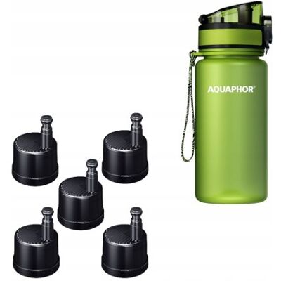 Butelka filtrująca Aquaphor City 0,35 l z 5 filtrami, zielona Butelka filtrująca Aquaphor City 0,35 l z 5 filtrami, zielona