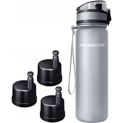 Butelka filtrująca Aquaphor City z 3 filtrami szara Butelka filtrująca Aquaphor City z 3 filtrami szara