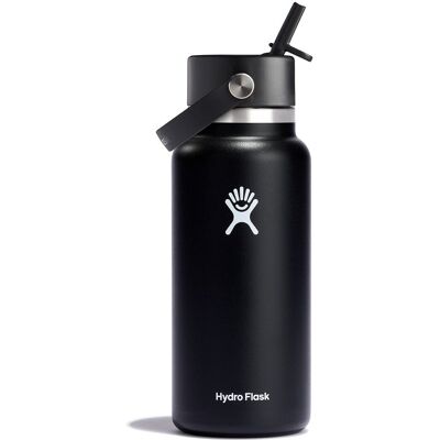 Butelka termiczna ze słomką Hydro Flask Wide Mouth Straw Cap 946 ml - black Butelka termiczna ze słomką Hydro Flask Wide Mouth Straw Cap 946 ml - black