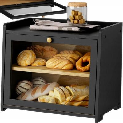 Inny producent Chlebak Czarny Bambusowy Dwupoziomowy Pojemnik Na Chleb Pieczywo 40X33,5X25 Cm Inny producent Chlebak Czarny Bambusowy Dwupoziomowy Pojemnik Na Chleb Pieczywo 40X33,5X25 Cm