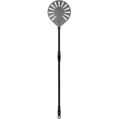 Czarna, Perforowana Łopata Do Pizzy Z Anodowanego Aluminium Z Aluminiowym Uchwytem, Okrągła, 228x1200 Mm Technica, Pizza Line Czarna, Perforowana Łopata Do Pizzy Z Anodowanego Aluminium Z Aluminiowym Uchwytem, Okrągła, 228x1200 Mm Technica, Pizza Line
