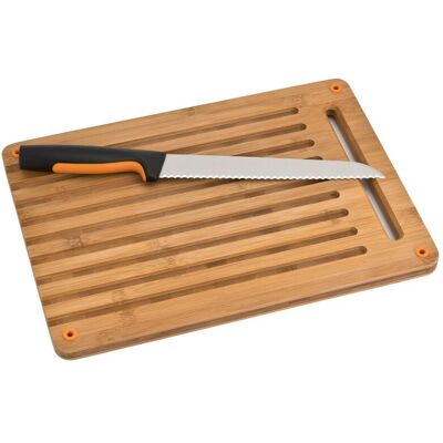 Fiskars Deska bambusowa do krojenia + nóż do chleba Fiskars Deska bambusowa do krojenia + nóż do chleba