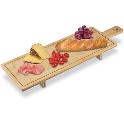 Tadar Deska długa do serwowania bambusowa na nóżkach i rączką do przystawek 66cm Tadar Deska długa do serwowania bambusowa na nóżkach i rączką do przystawek 66cm