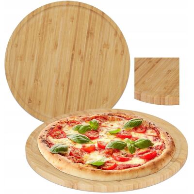RELAXDAYS Deska Patera Taca Do Pizzy Drewniana Bambusowa 32 Cm Z Rantem 2x Zestaw RELAXDAYS Deska Patera Taca Do Pizzy Drewniana Bambusowa 32 Cm Z Rantem 2x Zestaw