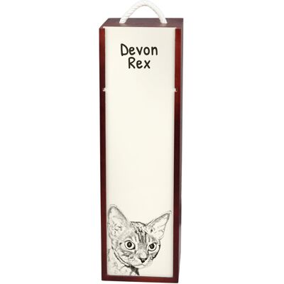 Devon Rex - pudełko na wino z kotem, pudełko na alkohol z grafiką, personalizowane pudełko na prezent marki Art-Dog Devon Rex - pudełko na wino z kotem, pudełko na alkohol z grafiką, personalizowane pudełko na prezent marki Art-Dog