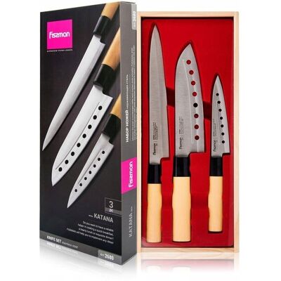 Fissman Katana Zestaw 3 Noży Kuchennych, uniwersalny Zestaw Fissman Katana Zestaw 3 Noży Kuchennych, uniwersalny Zestaw