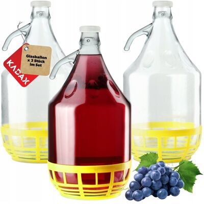 KADAX Gąsior 5l Balon Dama Butelka Na Wino W Koszu 3szt KADAX Gąsior 5l Balon Dama Butelka Na Wino W Koszu 3szt