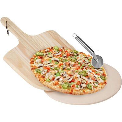 Artemis Kamień do Pieczenia Pizzy Szamotowy + Łopata Deska Drewniana + Nóż Nożyk Artemis Kamień do Pieczenia Pizzy Szamotowy + Łopata Deska Drewniana + Nóż Nożyk