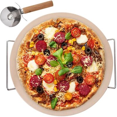 Artemis Kamień Szamotowy do Pieczenia Pizzy Forma w Stojaku + Nóż do Krojenia Artemis Kamień Szamotowy do Pieczenia Pizzy Forma w Stojaku + Nóż do Krojenia