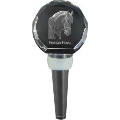 Koń fryzyjski - kryształowa zatyczka do butelki z koniem, wyjątkowy korek do wina ze zdjęciem, personalizowany prezent dla sommeliera marki Art-Dog Koń fryzyjski - kryształowa zatyczka do butelki z koniem, wyjątkowy korek do wina ze zdjęciem, personalizowany prezent dla sommeliera marki Art-Dog