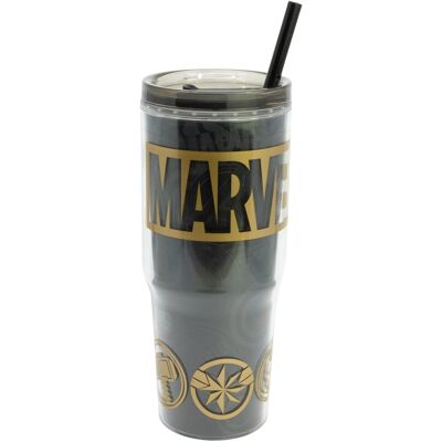Stor MARVEL Avengers Kubek XXL Bidon z Rączką Słomką 860ml Złoty Prezent Bez BPA Stor MARVEL Avengers Kubek XXL Bidon z Rączką Słomką 860ml Złoty Prezent Bez BPA