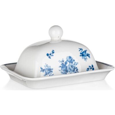 MASELNICZKA POJEMNIK NA kostka MASŁO w kwiaty niebieskie porcelana banquet MASELNICZKA POJEMNIK NA kostka MASŁO w kwiaty niebieskie porcelana banquet