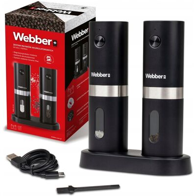 Webber Młynek Do Pieprzu I Soli Elektryczny Akumulatorowy Usb Młynek Do Soli 2 Szt Webber Młynek Do Pieprzu I Soli Elektryczny Akumulatorowy Usb Młynek Do Soli 2 Szt