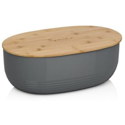 Owalny Kela Namur plastikowy pojemnik na chleb z bambusową pokrywką, 37,5x23x14 cm, ciemnoszary Owalny Kela Namur plastikowy pojemnik na chleb z bambusową pokrywką, 37,5x23x14 cm, ciemnoszary