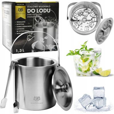 KARL HAUSMANN Pojemnik Na Lód Wiaderko Do Lodu 1,3l Stalowe Solidne Termiczne Cooler Lód KARL HAUSMANN Pojemnik Na Lód Wiaderko Do Lodu 1,3l Stalowe Solidne Termiczne Cooler Lód