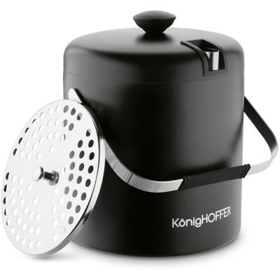 Pojemnik Z Pokrywką + Sczypce Na Lód Konighoffer Lugo 3 L Czarny Mat Pojemnik Z Pokrywką + Sczypce Na Lód Konighoffer Lugo 3 L Czarny Mat