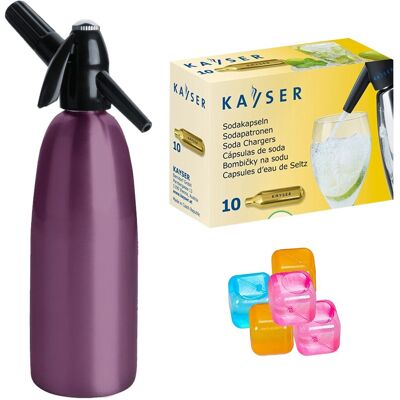 Saturator syfon do wody ART Quick Soda 1 l fioletowy + 10 naboi + 5 kostek lodu Saturator syfon do wody ART Quick Soda 1 l fioletowy + 10 naboi + 5 kostek lodu