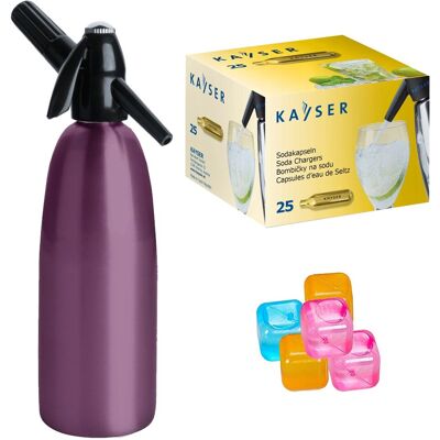 Saturator syfon do wody ART Quick Soda 1 l fioletowy + 25 naboi + 5 kostek lodu Saturator syfon do wody ART Quick Soda 1 l fioletowy + 25 naboi + 5 kostek lodu