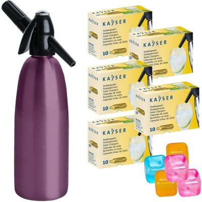 Saturator syfon do wody ART Quick Soda 1 l fioletowy + 50 naboi + 5 kostek lodu Saturator syfon do wody ART Quick Soda 1 l fioletowy + 50 naboi + 5 kostek lodu