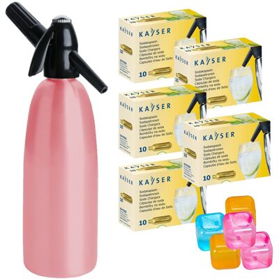 Saturator syfon do wody ART Quick Soda 1 l różowy + 50 naboi + 5 kostek lodu Saturator syfon do wody ART Quick Soda 1 l różowy + 50 naboi + 5 kostek lodu