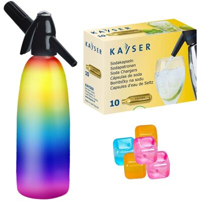 Saturator syfon do wody ART Quick Soda 1 l tęczowy + 10 naboi + 5 kostek lodu Saturator syfon do wody ART Quick Soda 1 l tęczowy + 10 naboi + 5 kostek lodu