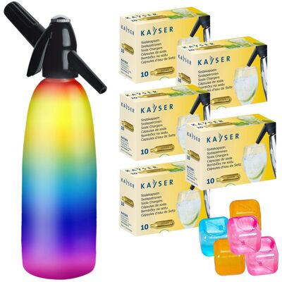 Saturator syfon do wody ART Quick Soda 1 l tęczowy + 50 naboi + 5 kostek lodu Saturator syfon do wody ART Quick Soda 1 l tęczowy + 50 naboi + 5 kostek lodu