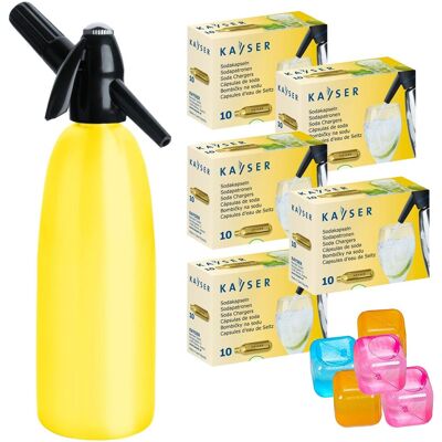 Saturator syfon do wody ART Quick Soda 1 l żółty + 50 naboi + 5 kostek lodu Saturator syfon do wody ART Quick Soda 1 l żółty + 50 naboi + 5 kostek lodu