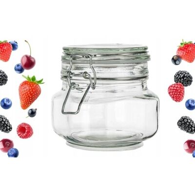 Banquet Słoik Szklany Pojemnik Na Weki Przetwory 500 Ml Z Klipsem Hermetyczny Dżem Banquet Słoik Szklany Pojemnik Na Weki Przetwory 500 Ml Z Klipsem Hermetyczny Dżem