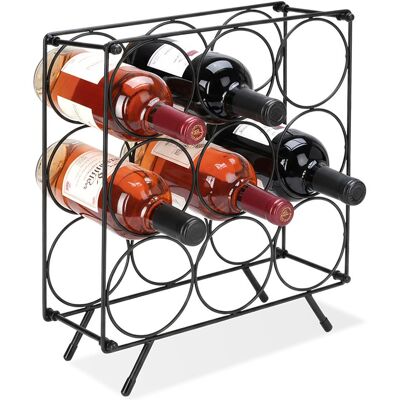 Artemis Stojak na Wino Alkohol Czarny Regal Metalowy Szafka Półka na 9 Butelek Artemis Stojak na Wino Alkohol Czarny Regal Metalowy Szafka Półka na 9 Butelek