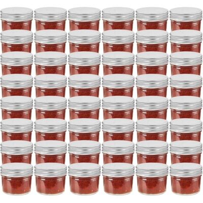 vidaXL Szklane słoiki na dżem, srebrne pokrywki, 48 szt., 110 ml vidaXL Szklane słoiki na dżem, srebrne pokrywki, 48 szt., 110 ml