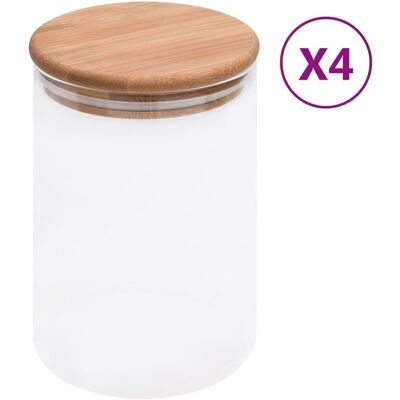 vidaXL Szklane słoje z bambusową pokrywką, 4 szt., 800 ml vidaXL Szklane słoje z bambusową pokrywką, 4 szt., 800 ml