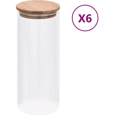 VMP Szklane Słoje Z Bambusową Pokrywką, 6 Szt., 1000 Ml VMP Szklane Słoje Z Bambusową Pokrywką, 6 Szt., 1000 Ml