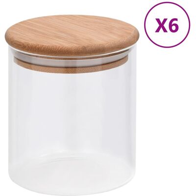 VMP Szklane Słoje Z Bambusową Pokrywką, 6 Szt., 600 Ml VMP Szklane Słoje Z Bambusową Pokrywką, 6 Szt., 600 Ml