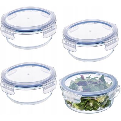 KADAX SZKLANY POJEMNIK NA ŻYWNOŚĆ JEDZENIE 1300ml Z POKRYWKĄ PUDEŁKO LUNCHBOX 4x KADAX SZKLANY POJEMNIK NA ŻYWNOŚĆ JEDZENIE 1300ml Z POKRYWKĄ PUDEŁKO LUNCHBOX 4x