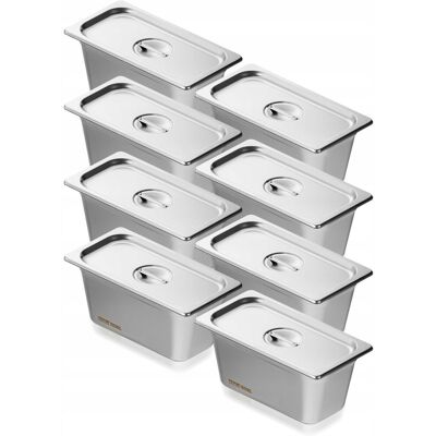 VEVOR 8-PAK PATELNI HOTELOWYCH 1 3 Z POKRYWKĄ STAL NIERDZEWNA 0.8MM MOCNE VEVOR 8-PAK PATELNI HOTELOWYCH 1 3 Z POKRYWKĄ STAL NIERDZEWNA 0.8MM MOCNE
