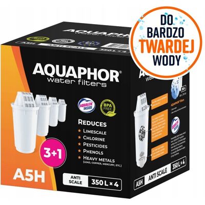 Wkład filtrujący Aquaphor A5H do twardej wody 4 szt. Wkład filtrujący Aquaphor A5H do twardej wody 4 szt.