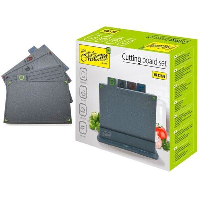 ZESTAW 4 DESEK KUCHENNYCH DO KROJENIA MIĘS W STOJAKU MARMURKOWE Maestro ZESTAW 4 DESEK KUCHENNYCH DO KROJENIA MIĘS W STOJAKU MARMURKOWE Maestro