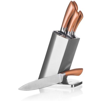 ZESTAW 5 NOŻY KUCHENNYCH W STOJAKU BANQUET COPPER ZESTAW 5 NOŻY KUCHENNYCH W STOJAKU BANQUET COPPER